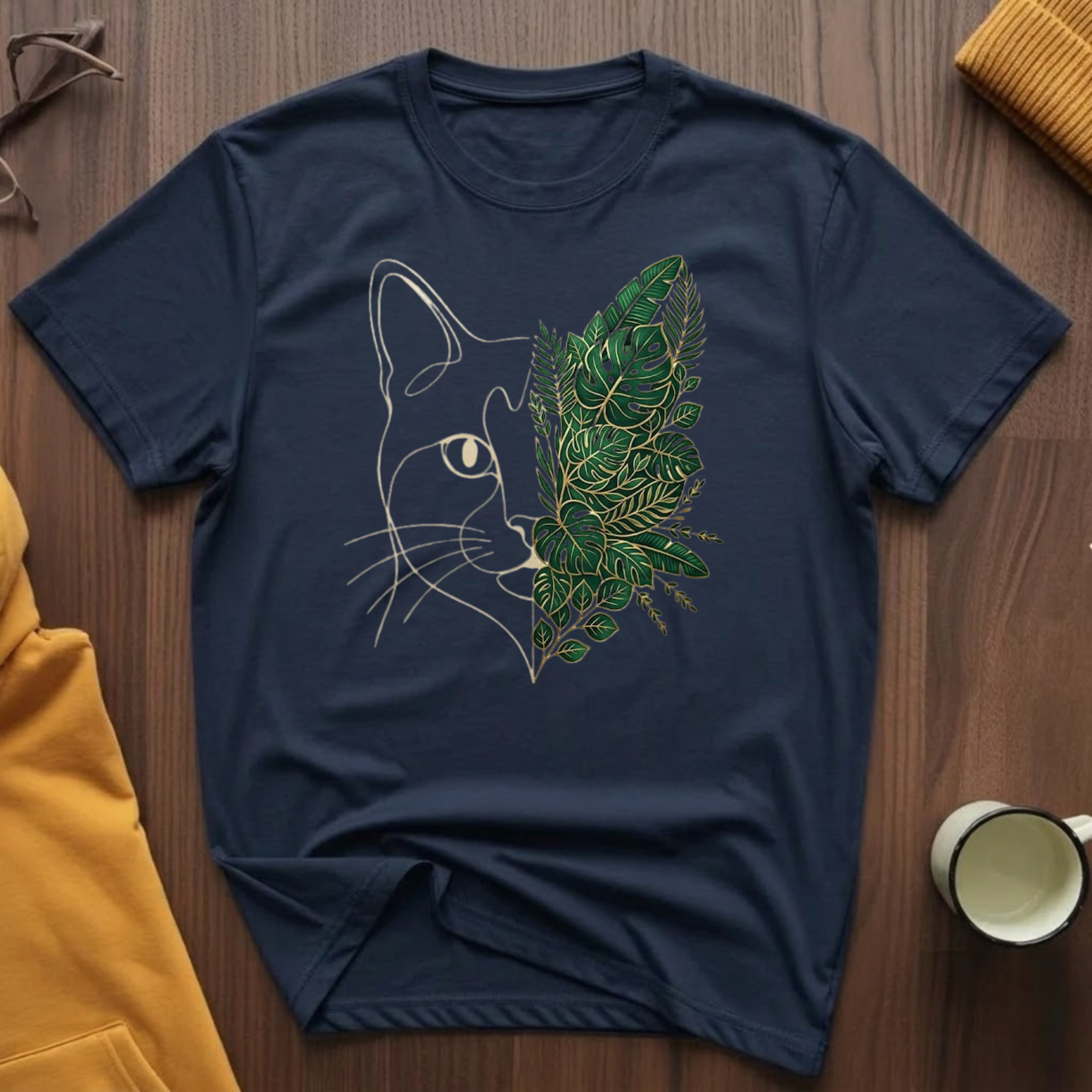 Tropical Leaves Cat T-Shirt