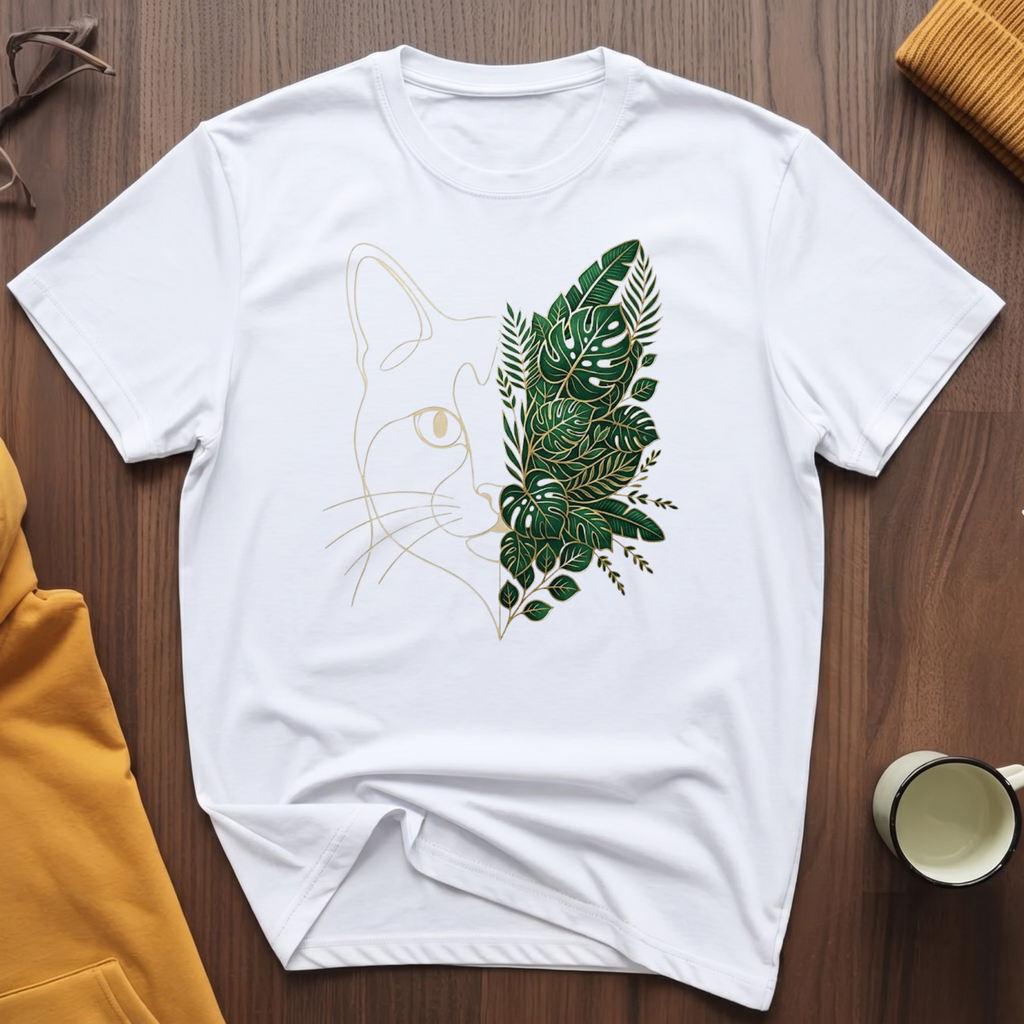 Tropical Leaves Cat T-Shirt
