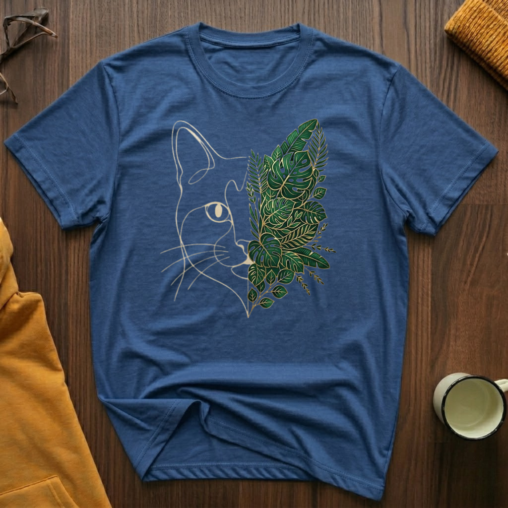 Tropical Leaves Cat T-Shirt