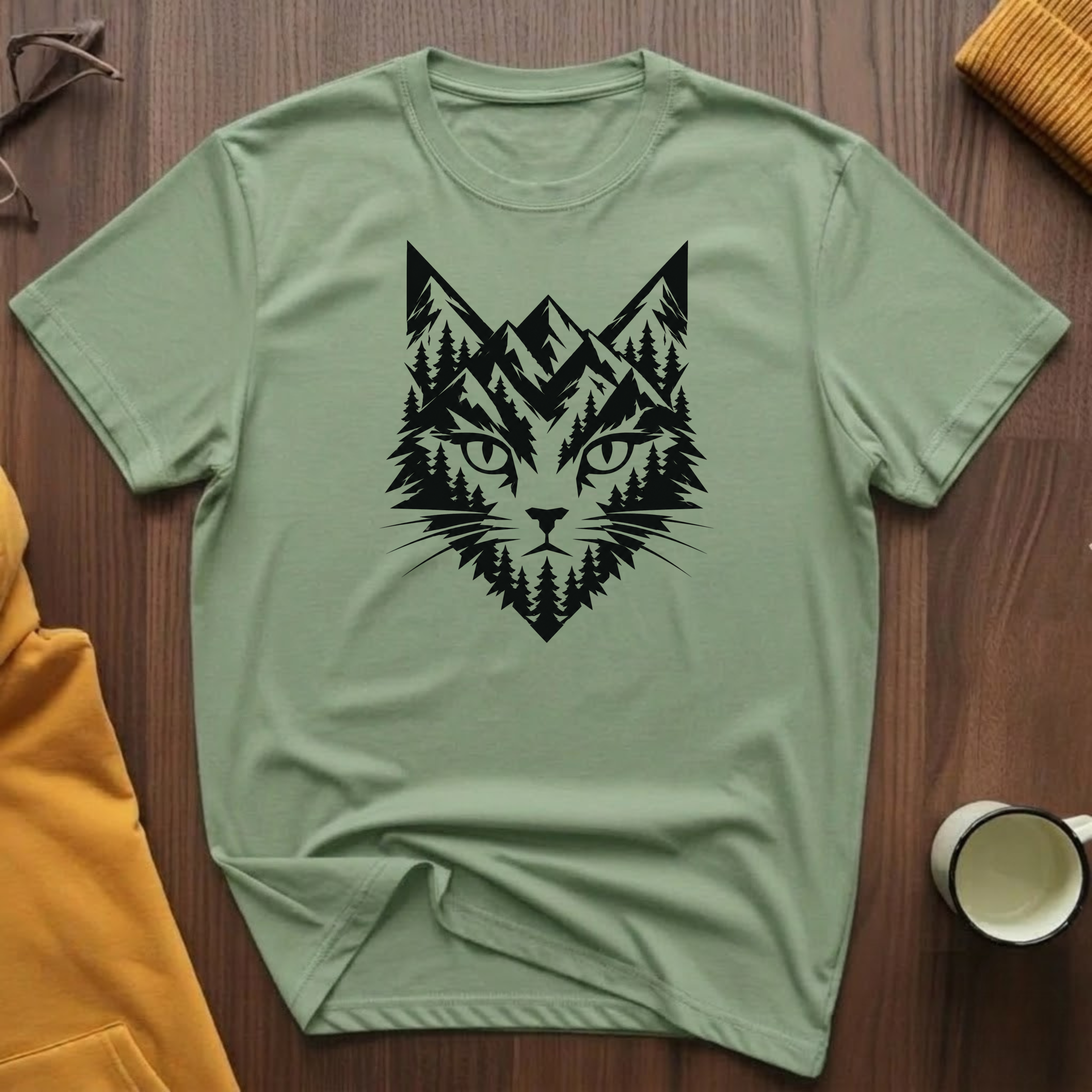 Geometric Black Cat 2 T-Shirt