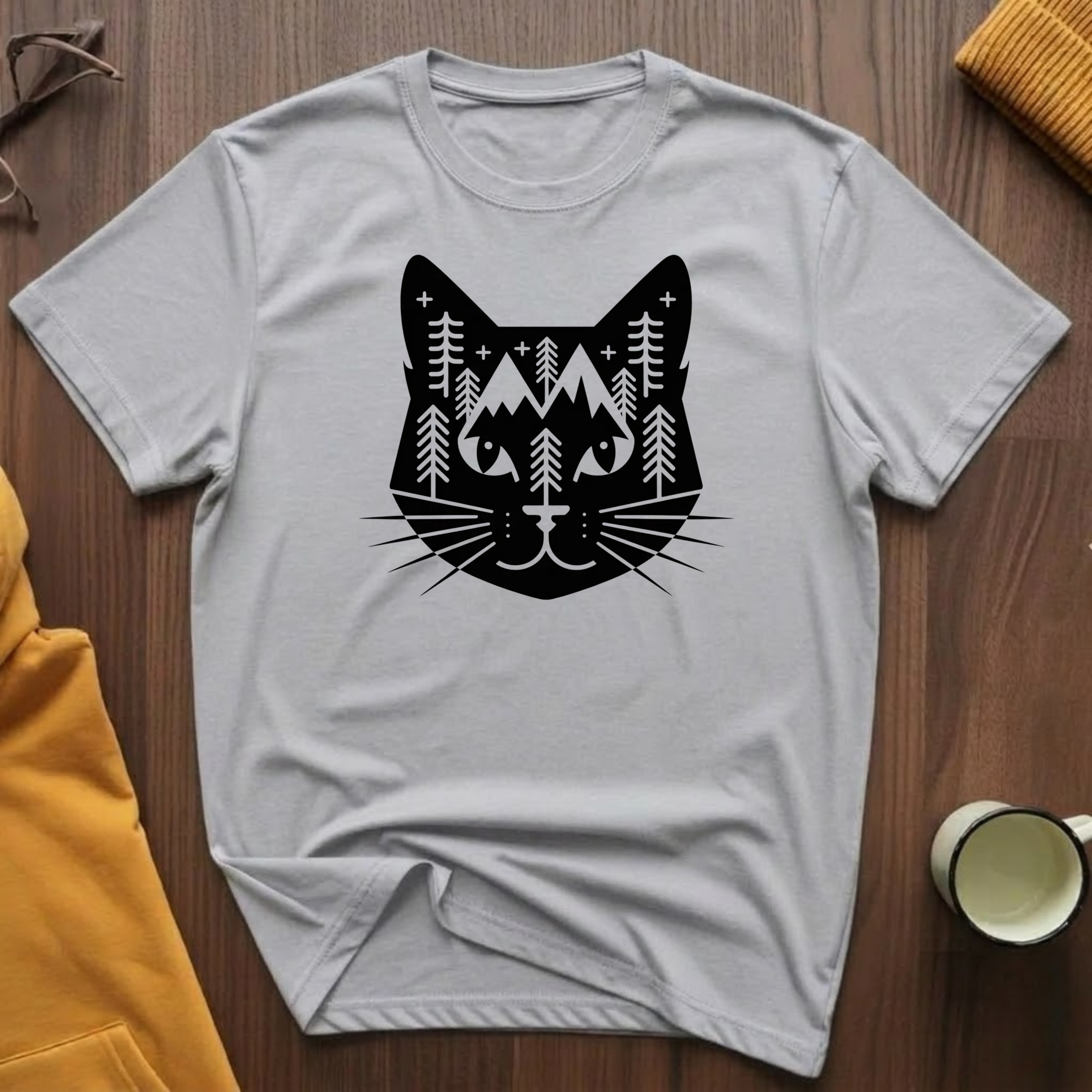 Geometric Black Cat 1 T-Shirt