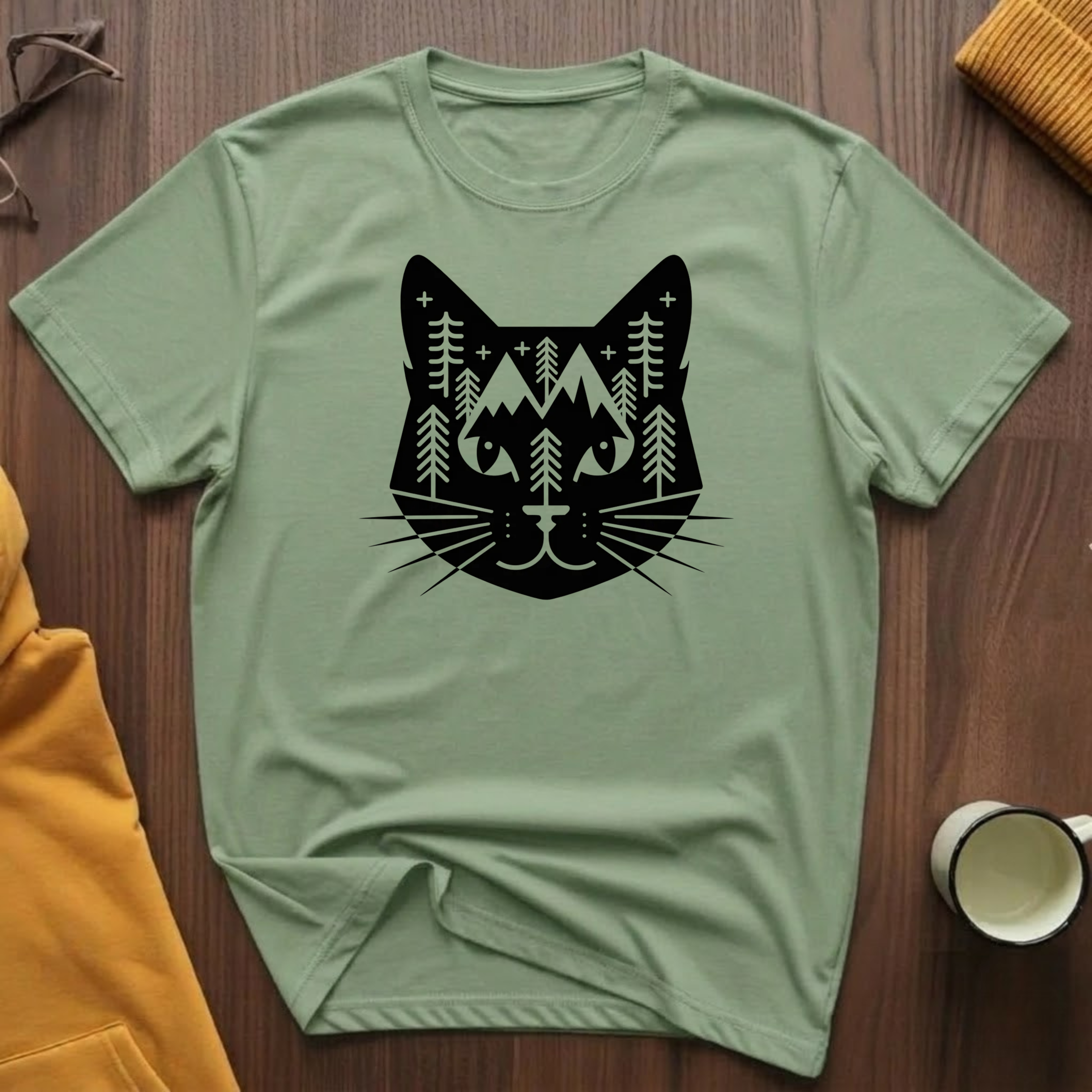 Geometric Black Cat 1 T-Shirt