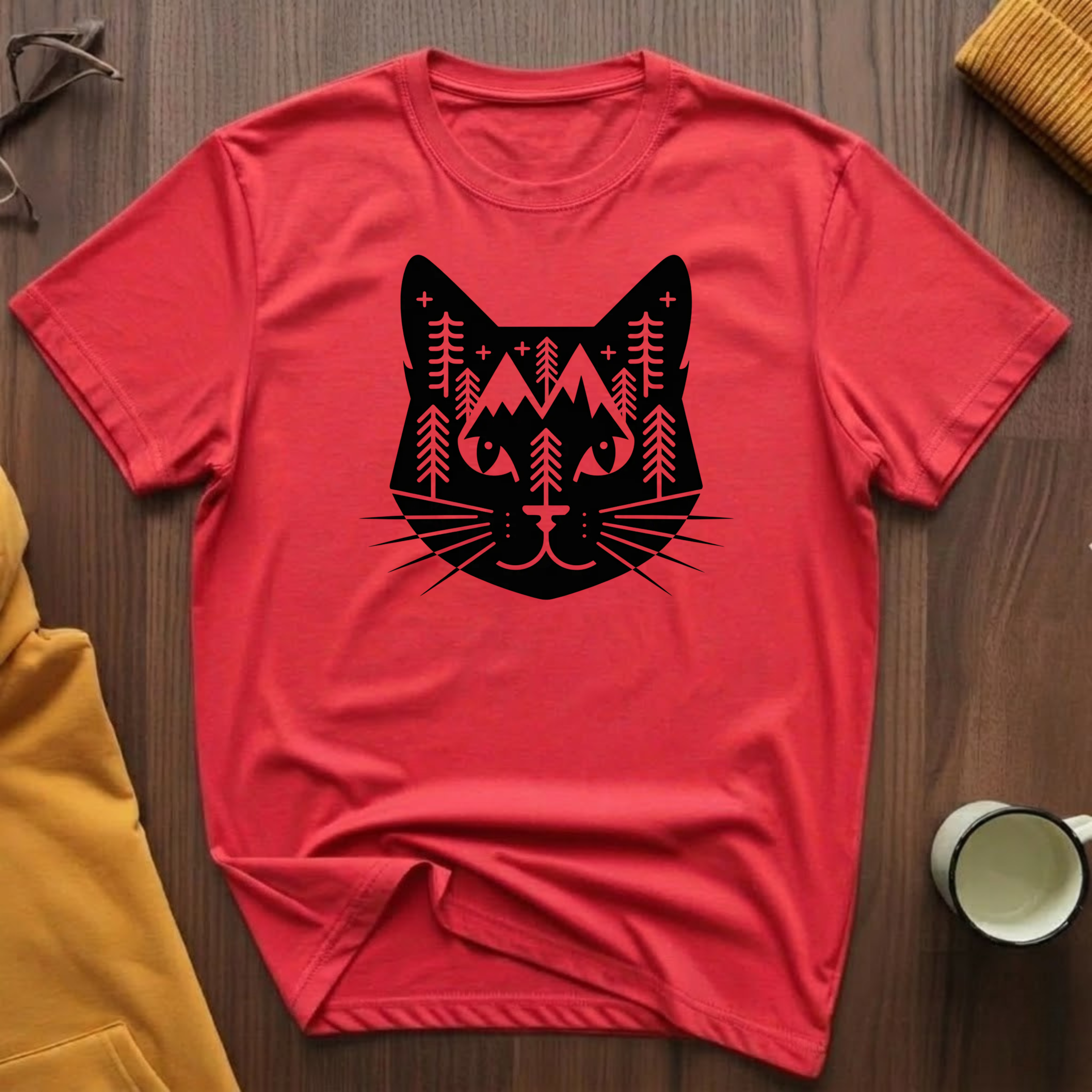 Geometric Black Cat 1 T-Shirt