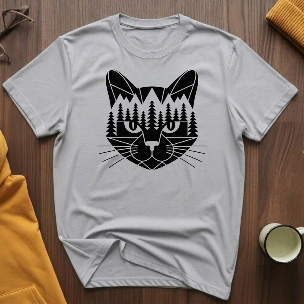 Geometric Black Cat T-Shirt