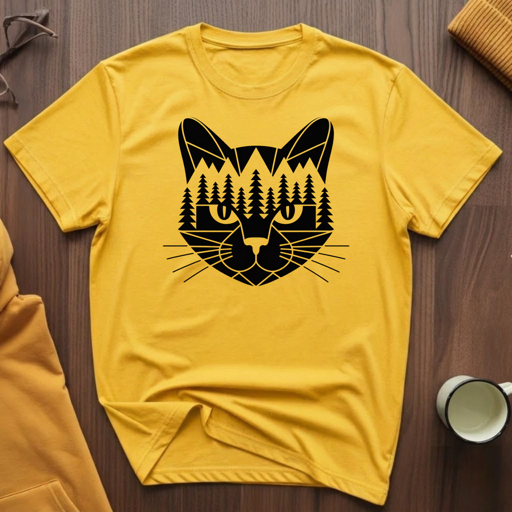 Geometric Black Cat T-Shirt