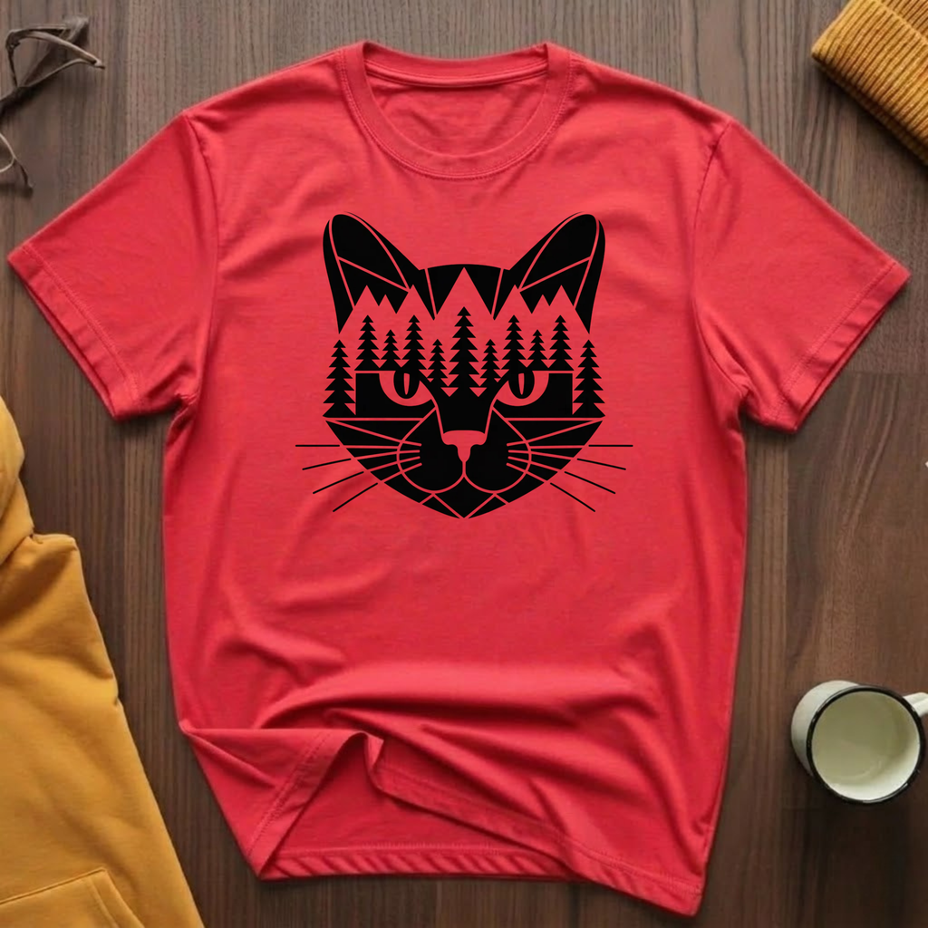 Geometric Black Cat T-Shirt