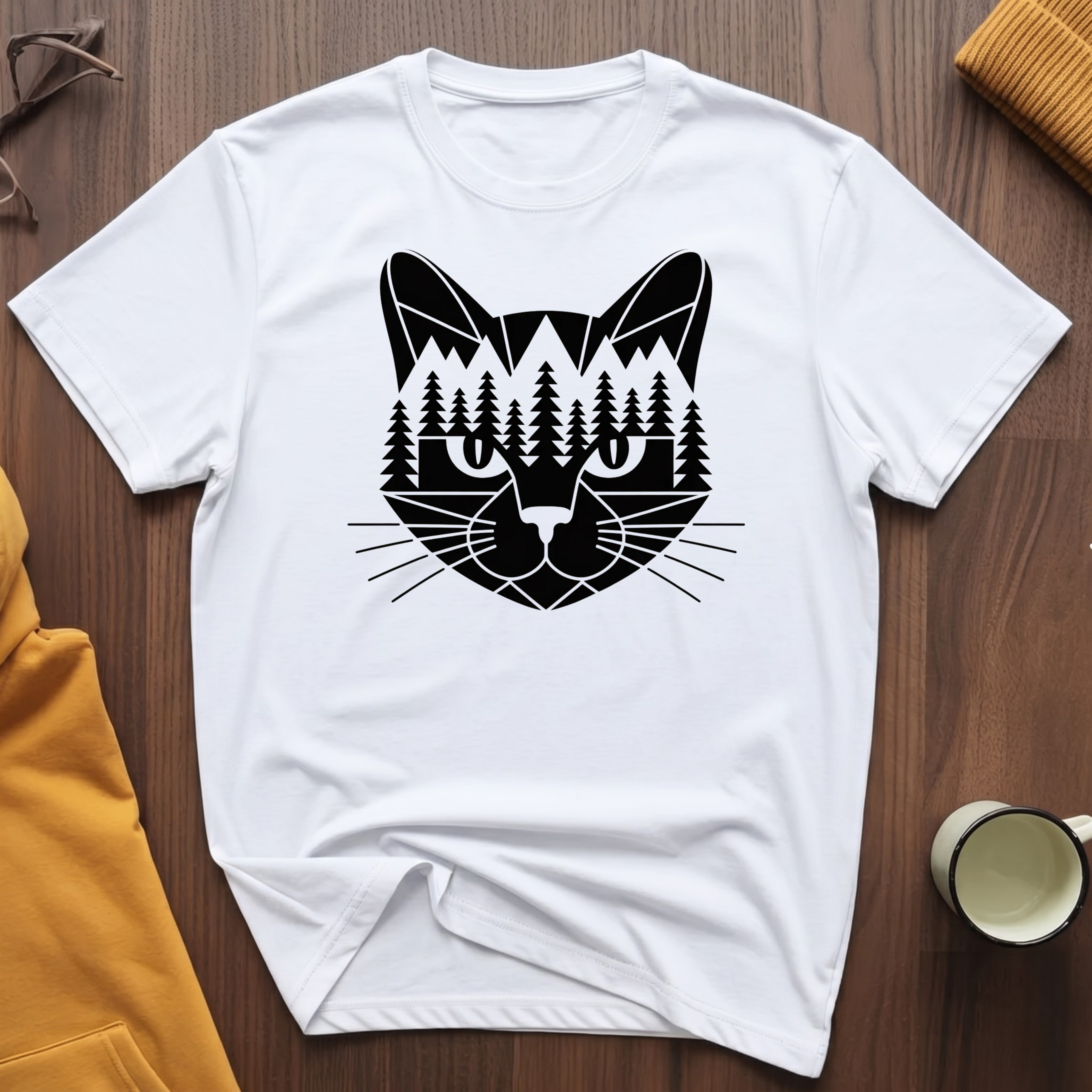 Geometric Black Cat T-Shirt