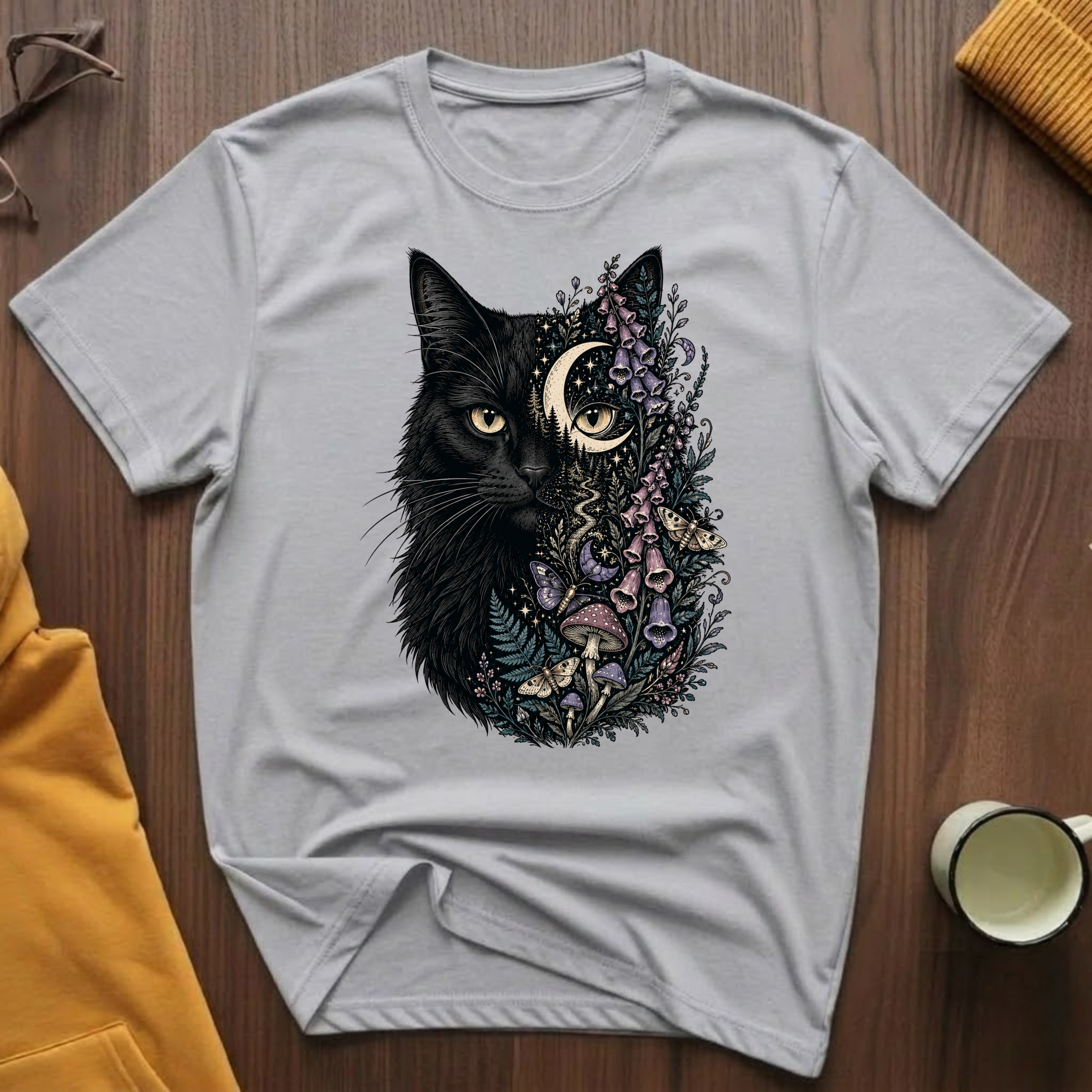 Moonlit Forest Cat T-Shirt