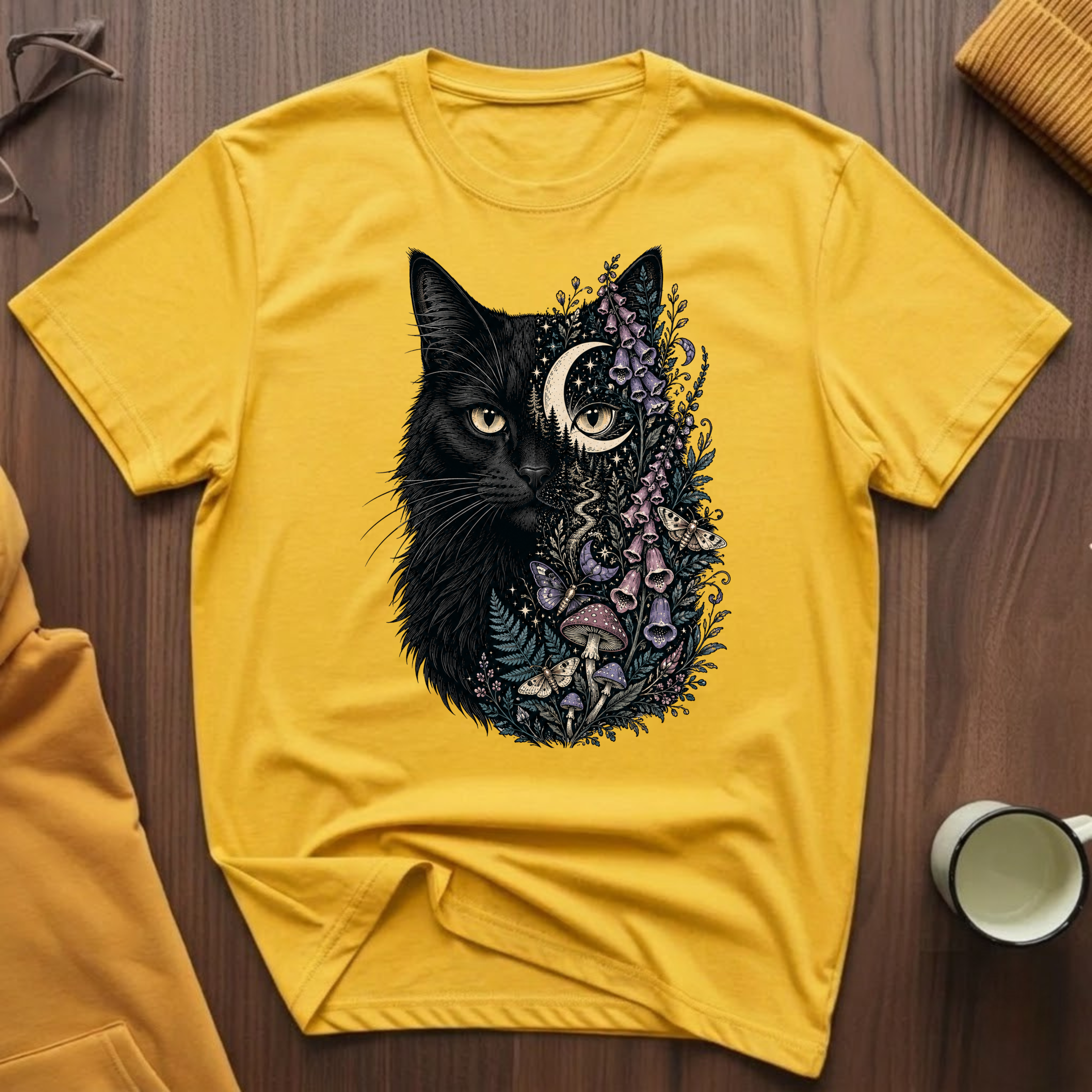 Moonlit Forest Cat T-Shirt