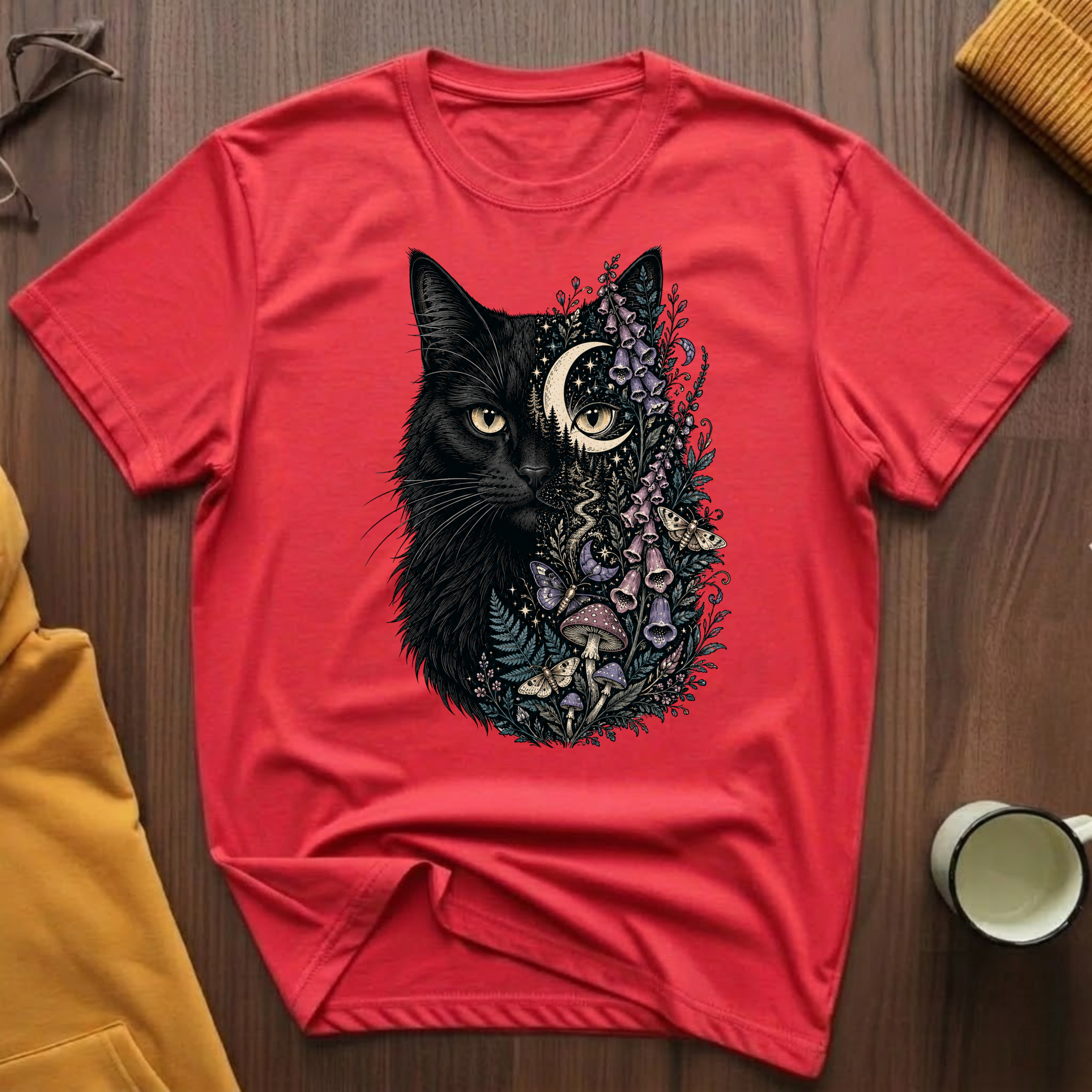 Moonlit Forest Cat T-Shirt