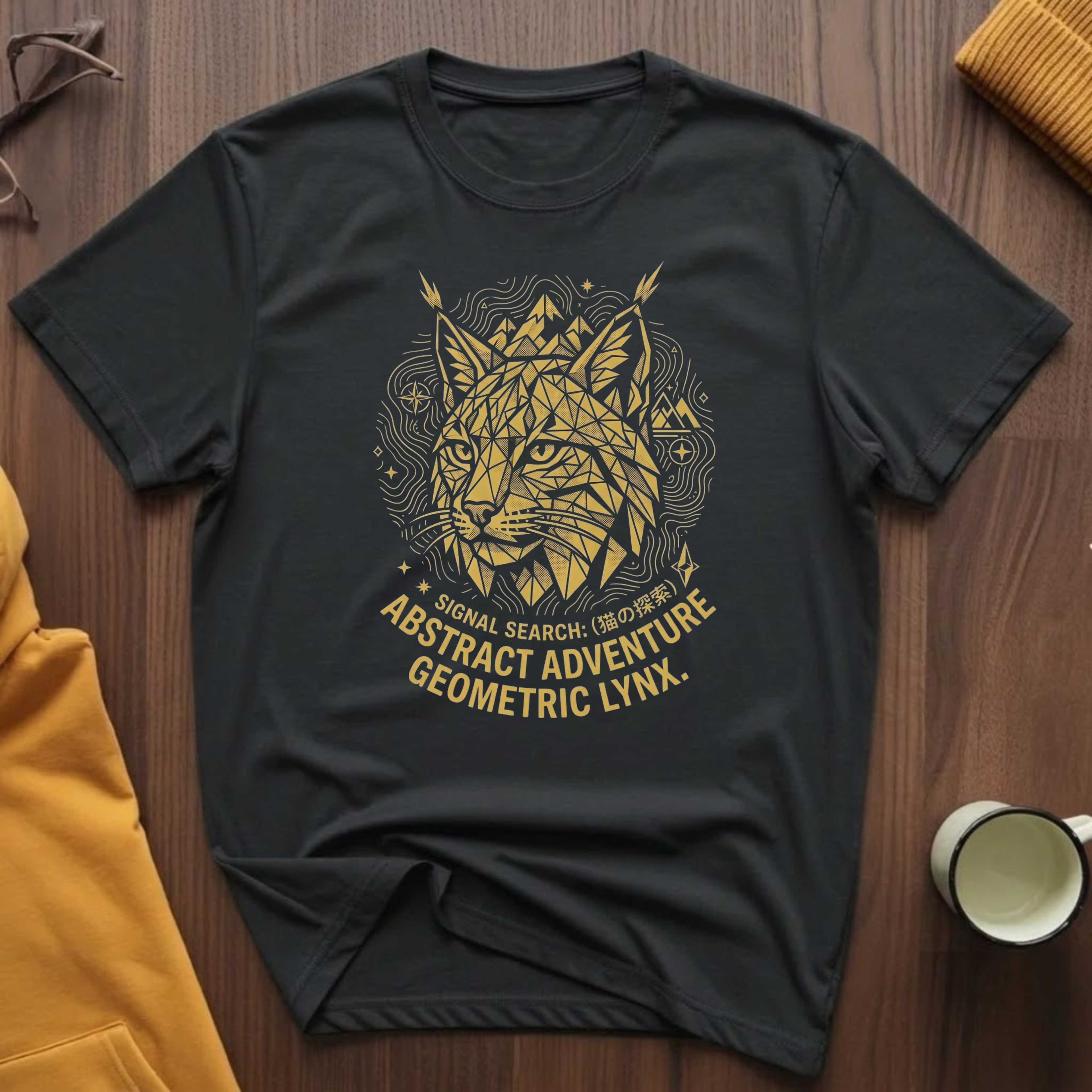 Geometric Lynx Gold T-Shirt
