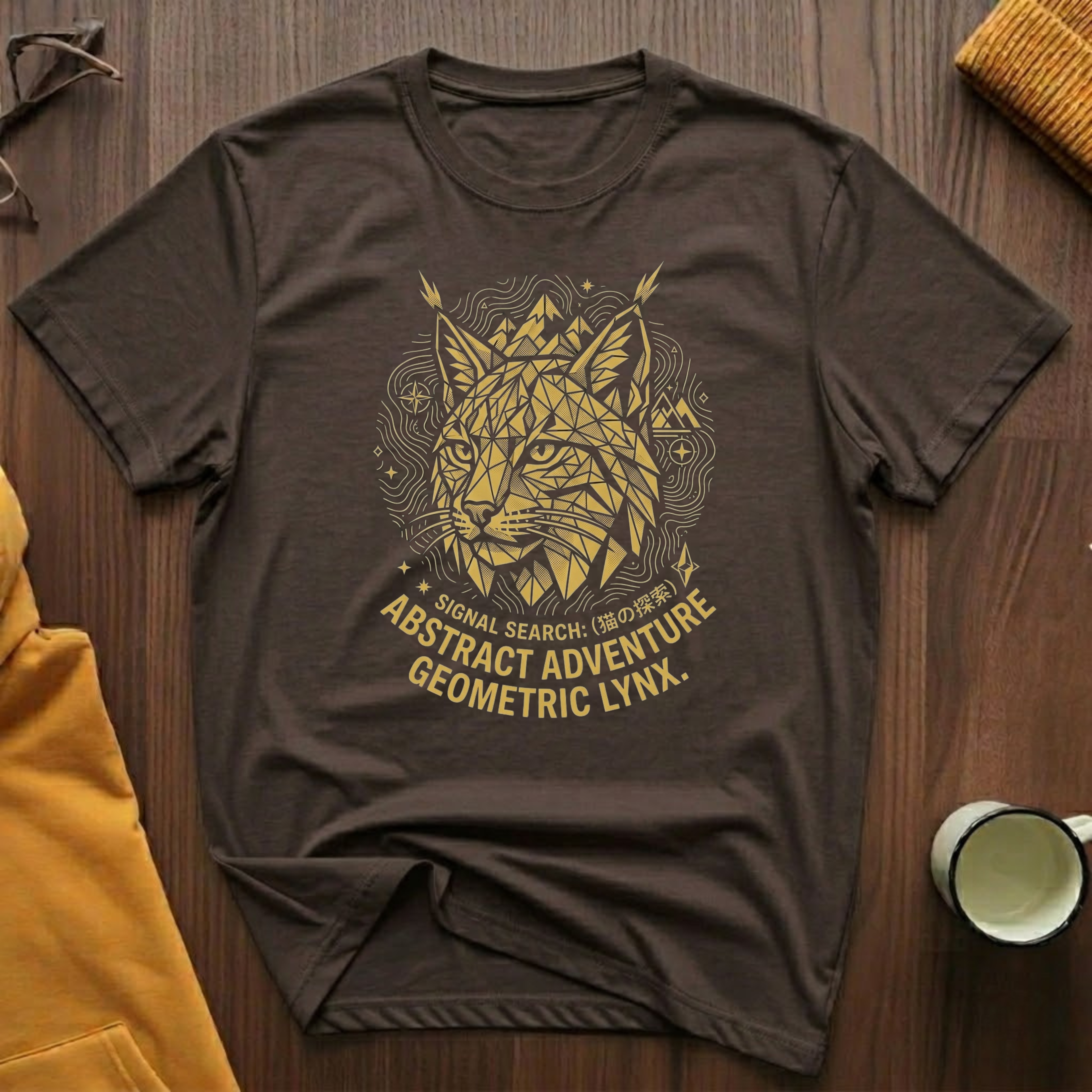 Geometric Lynx Gold T-Shirt