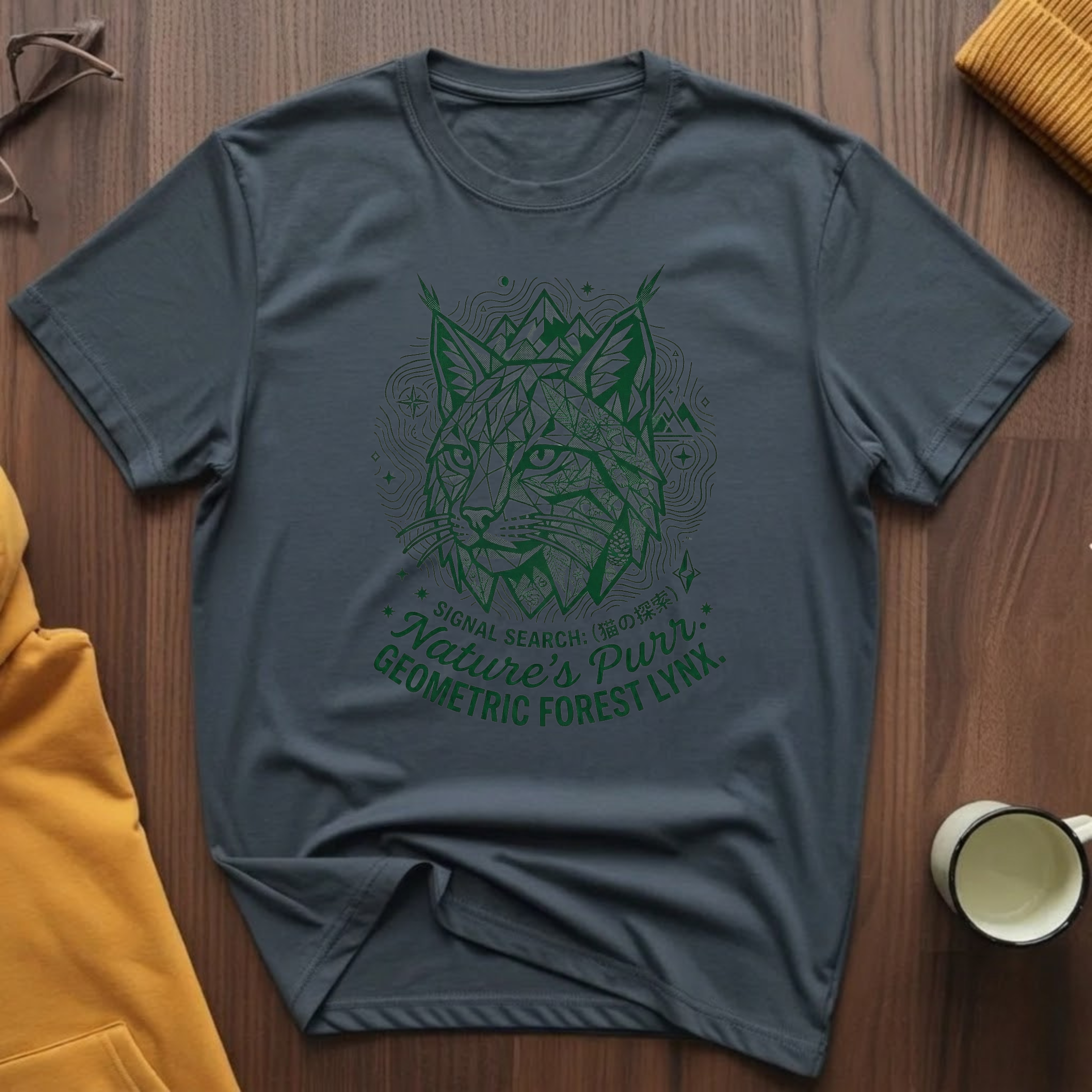 Geometric Forest Lynx T-Shirt