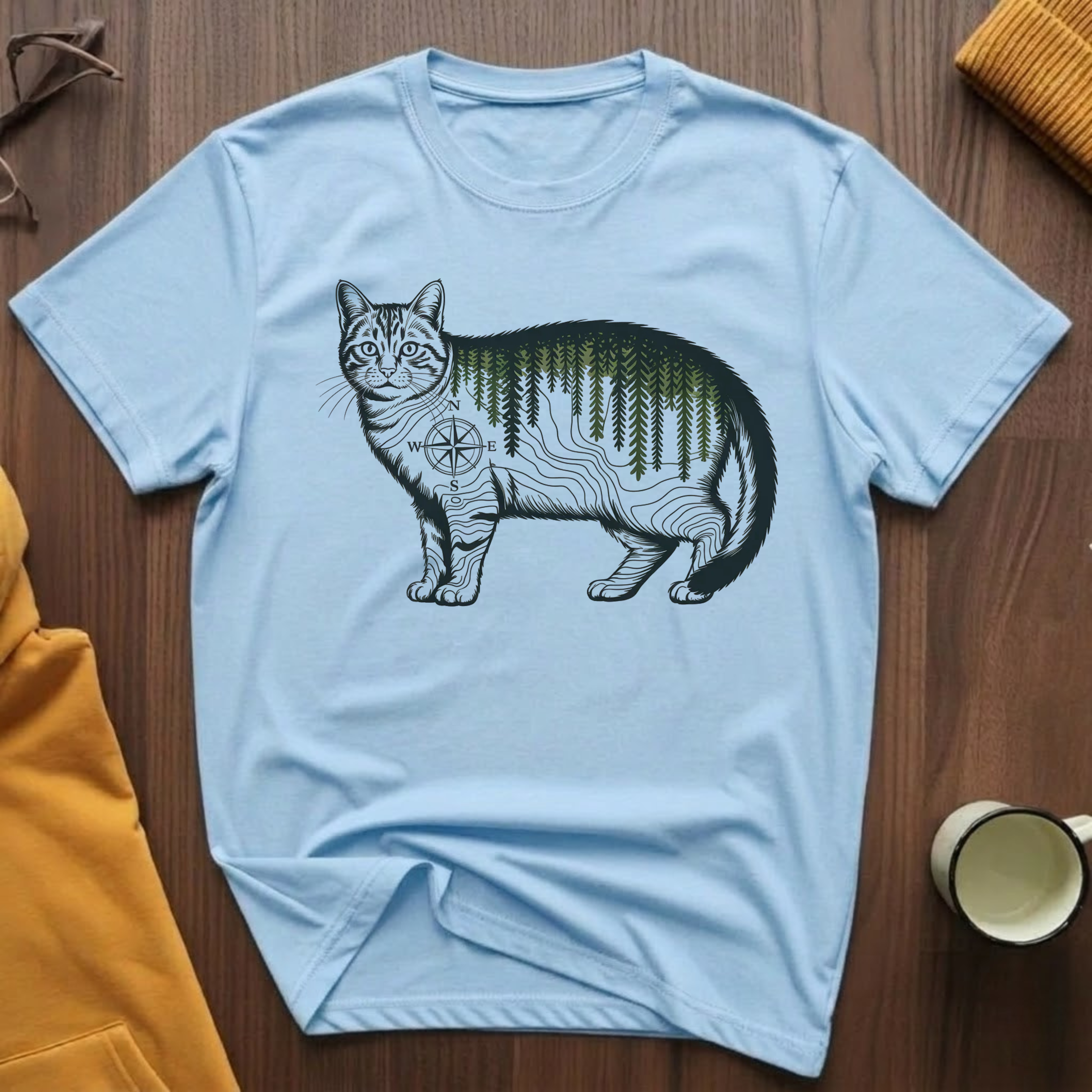 Technical Topography Cat T-Shirt