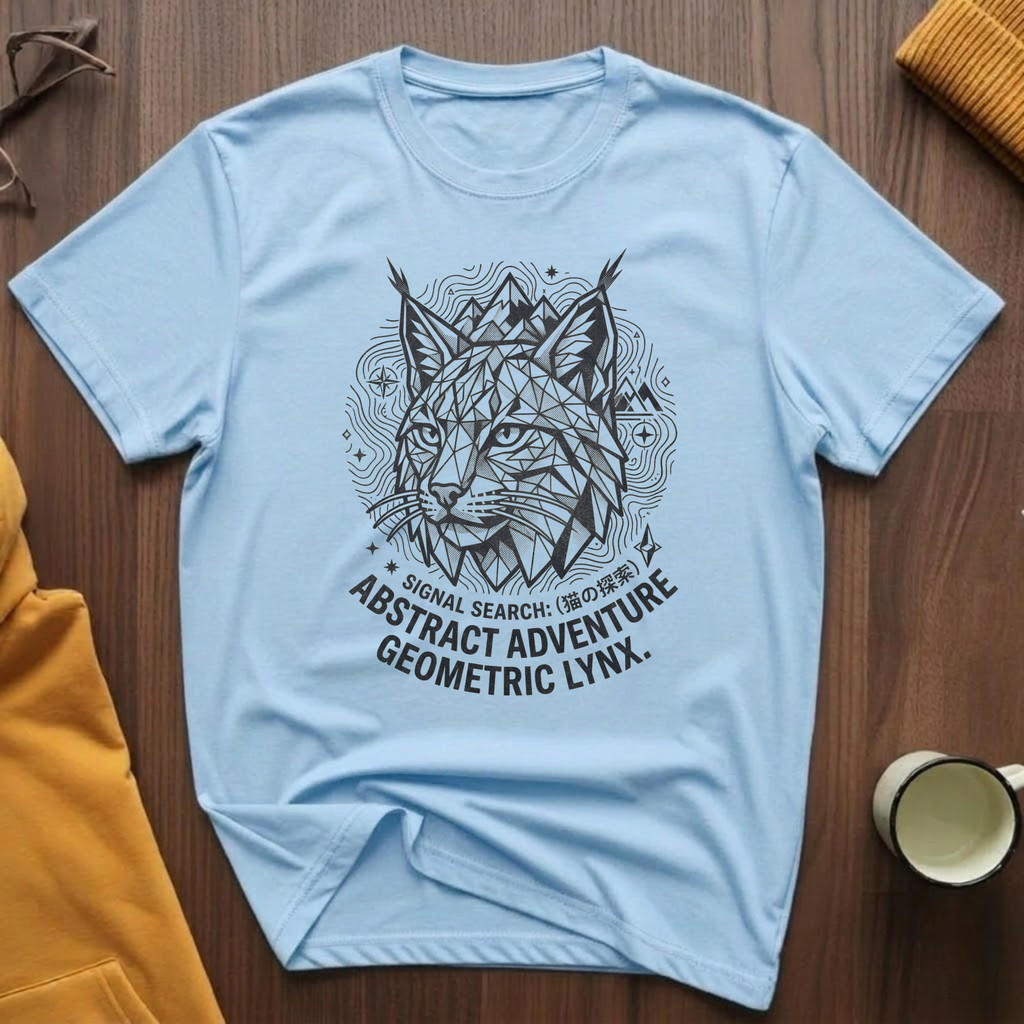 Geometric Lynx Black T-Shirt