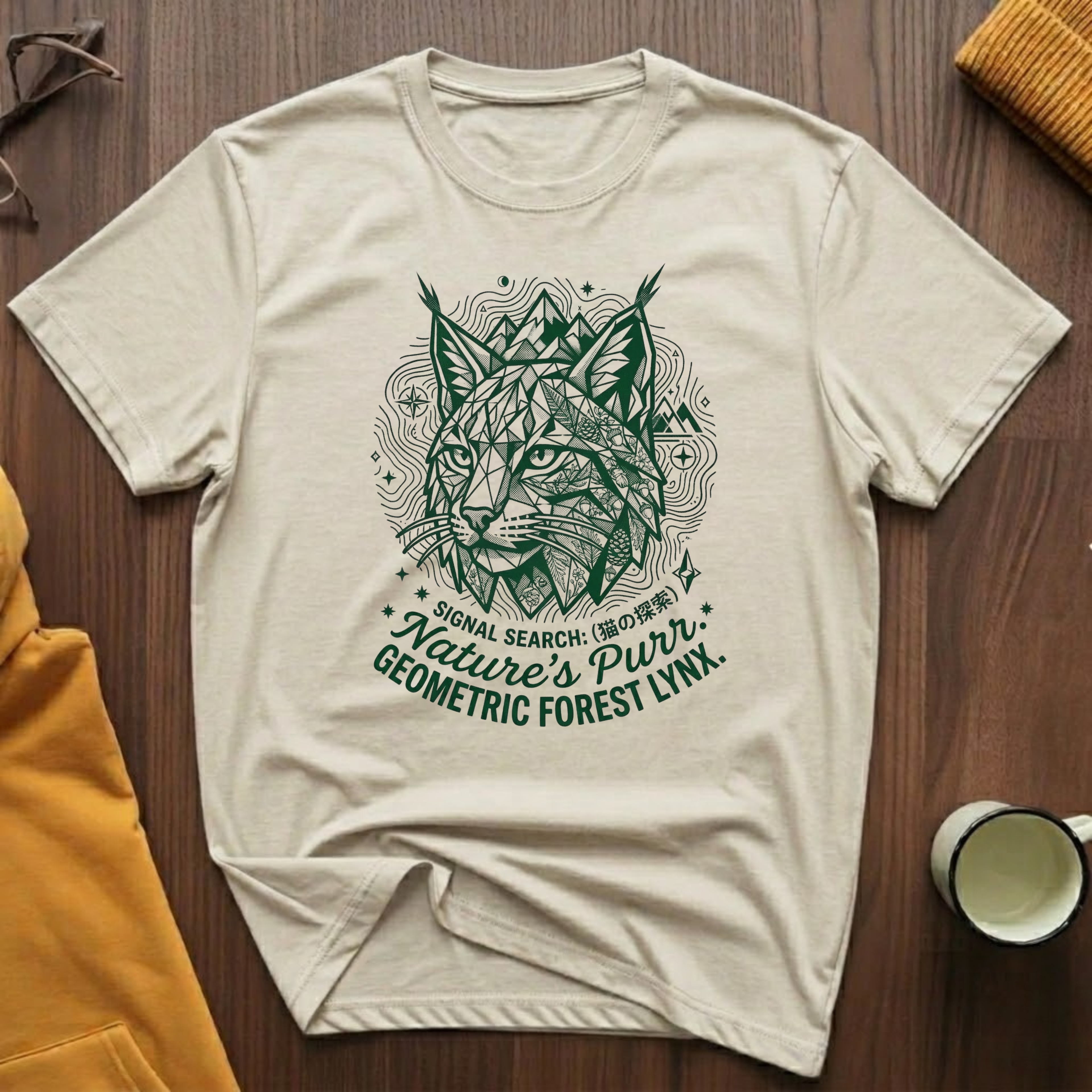 Geometric Forest Lynx T-Shirt