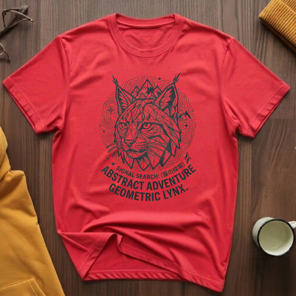 Geometric Lynx Black T-Shirt
