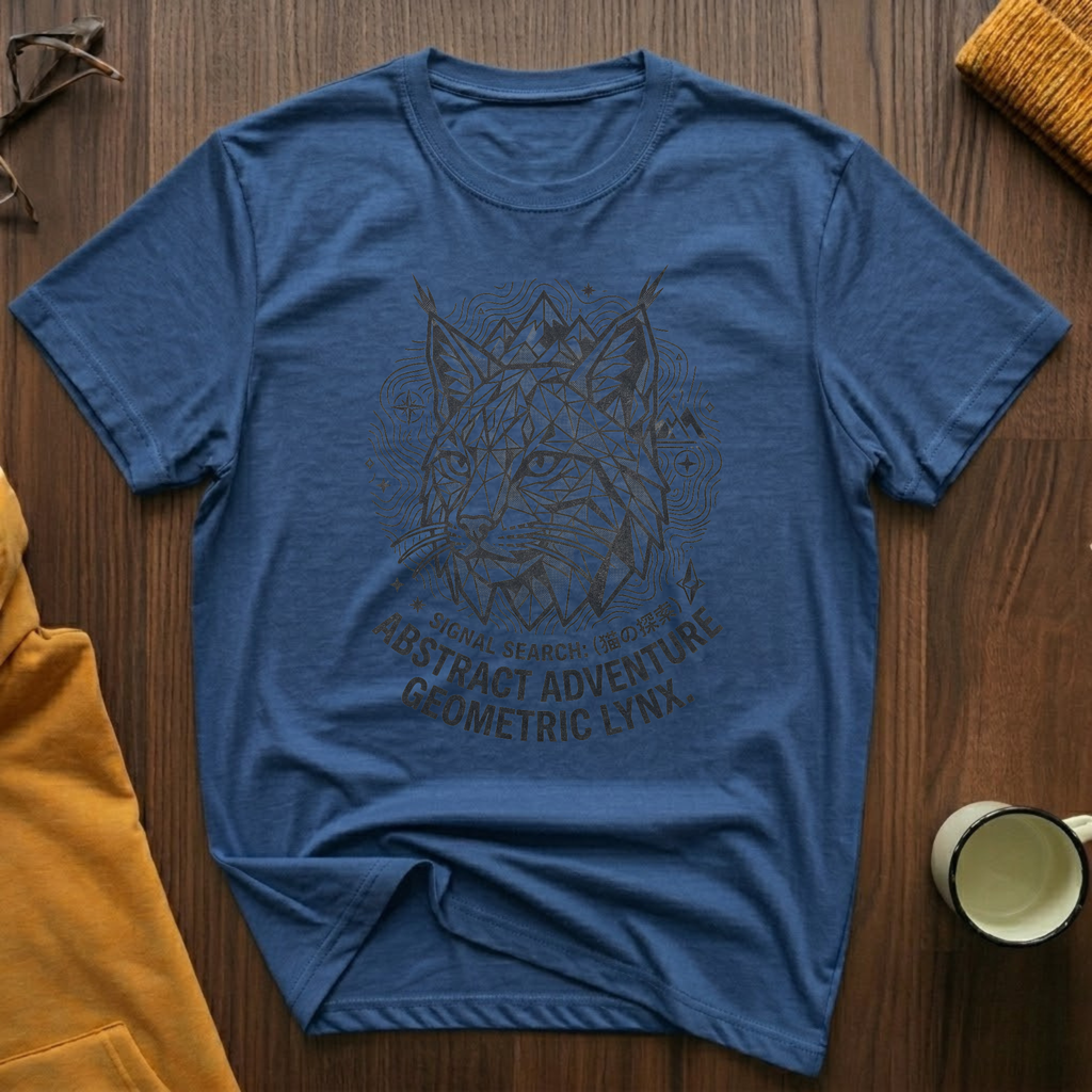 Geometric Lynx Black T-Shirt