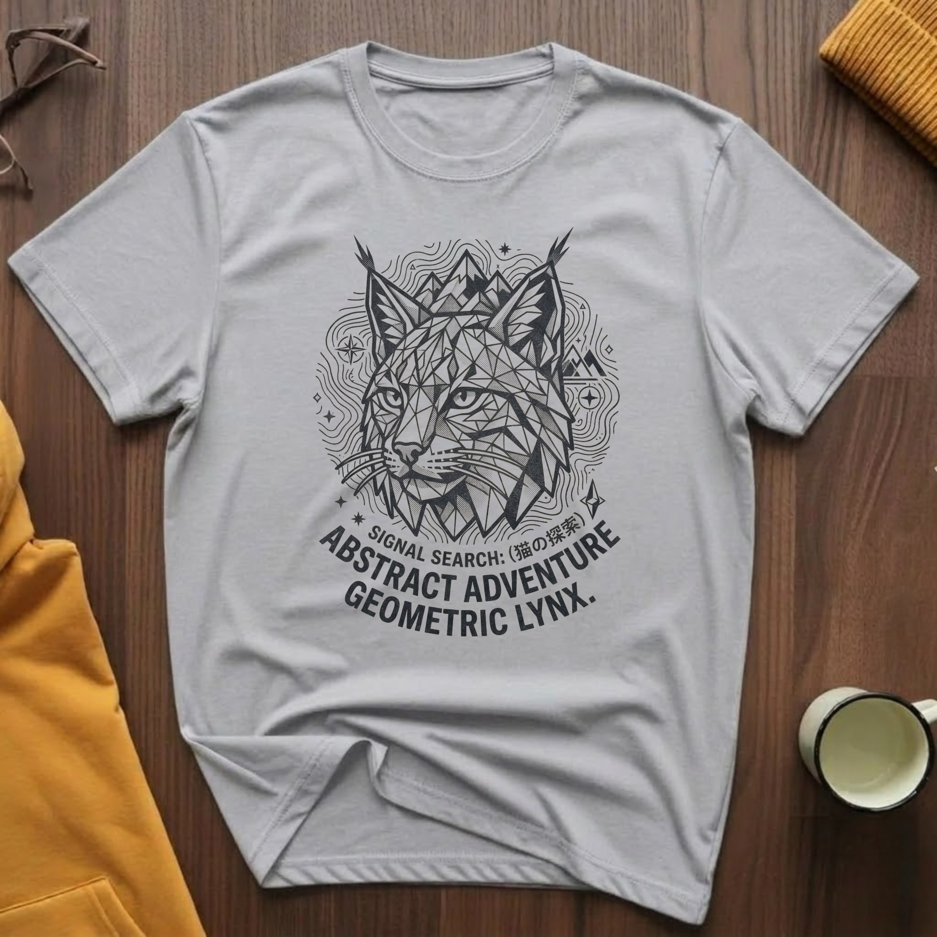 Geometric Lynx Black T-Shirt