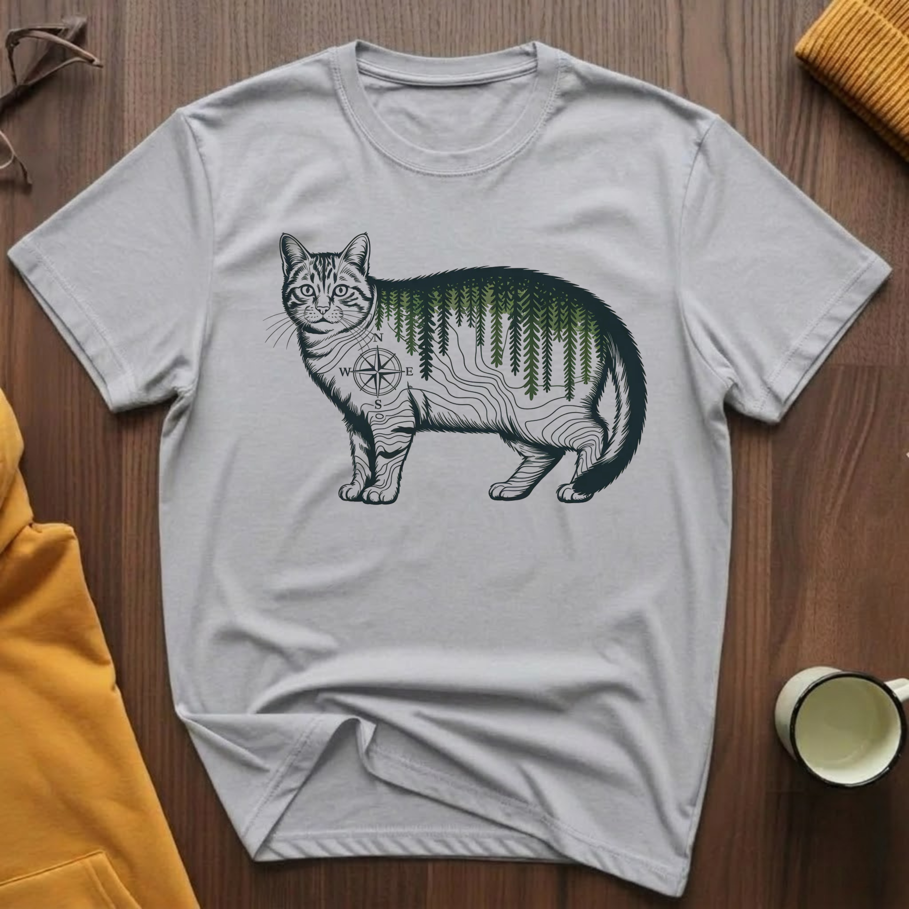 Technical Topography Cat T-Shirt
